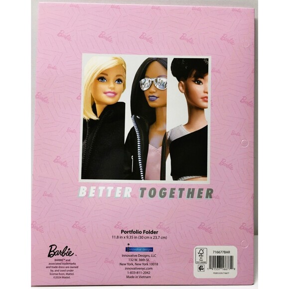 Mattel Barbie Pink Back to School Paper File Folder Pockets 3 Ring Fashion Dolls - Picture 5 of 8